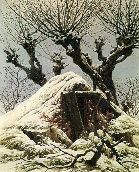 Caspar David Friedrich Verschneite Hutte oil painting image